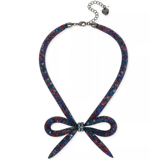 Jewelry Mesh Bow Necklace Blue Womens Gift Shaky Multicolor Stones